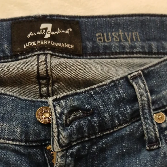 7 For All Mankind Blue Straight-Leg Jeans Timeless Design - Picture 2 of 5